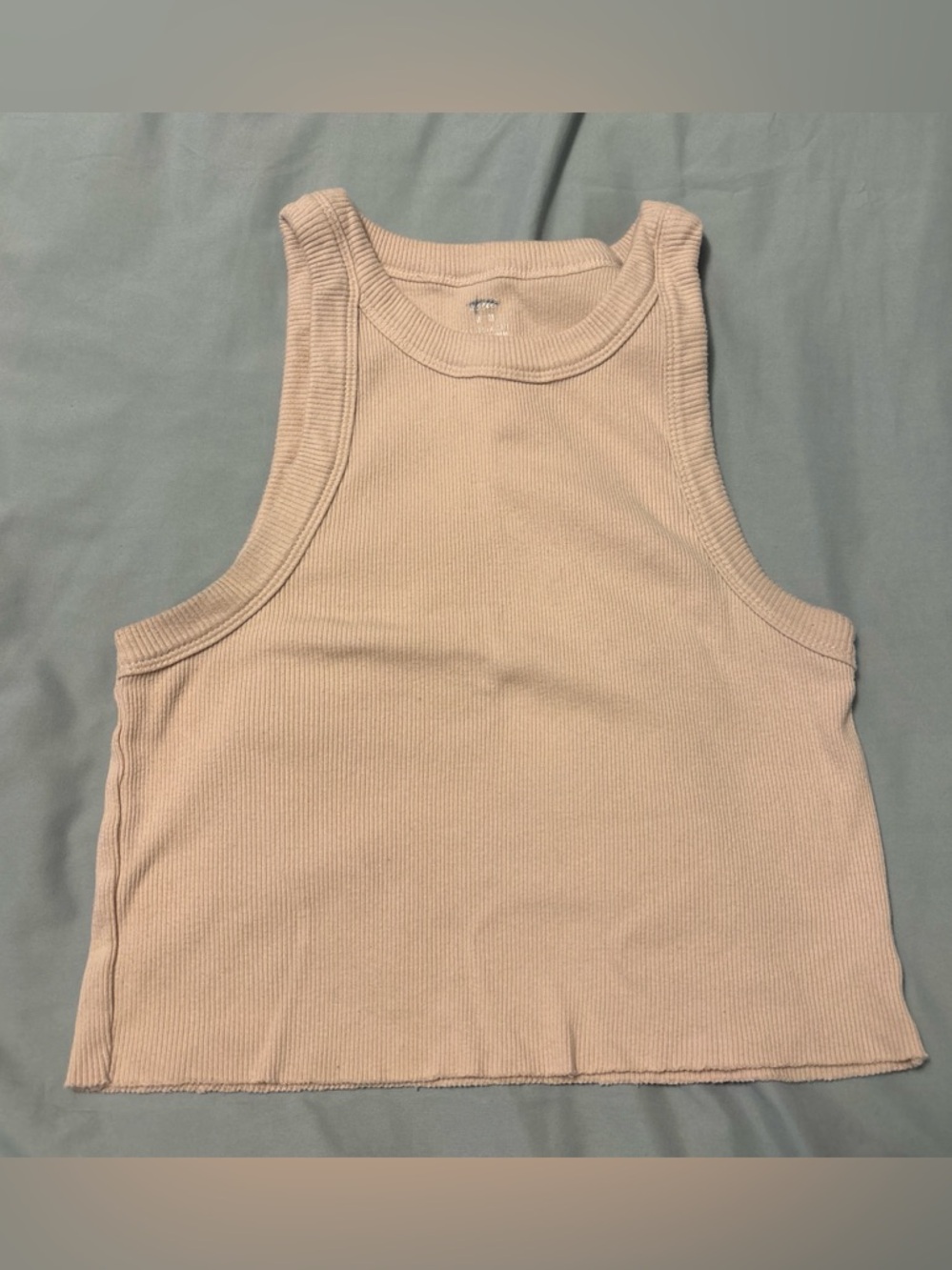 Ribbed Cropped Tank Top - Light Pink